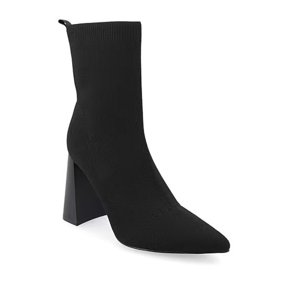 Journee Collection Noralinn Black Knit Tru Comfort Foam Block Heel Booties 11